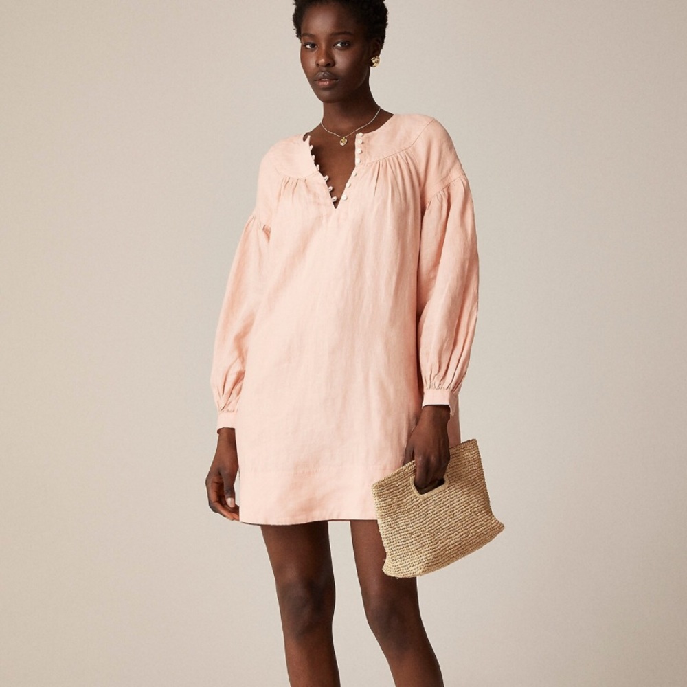 J. Crew Pink Linen Midi Dress